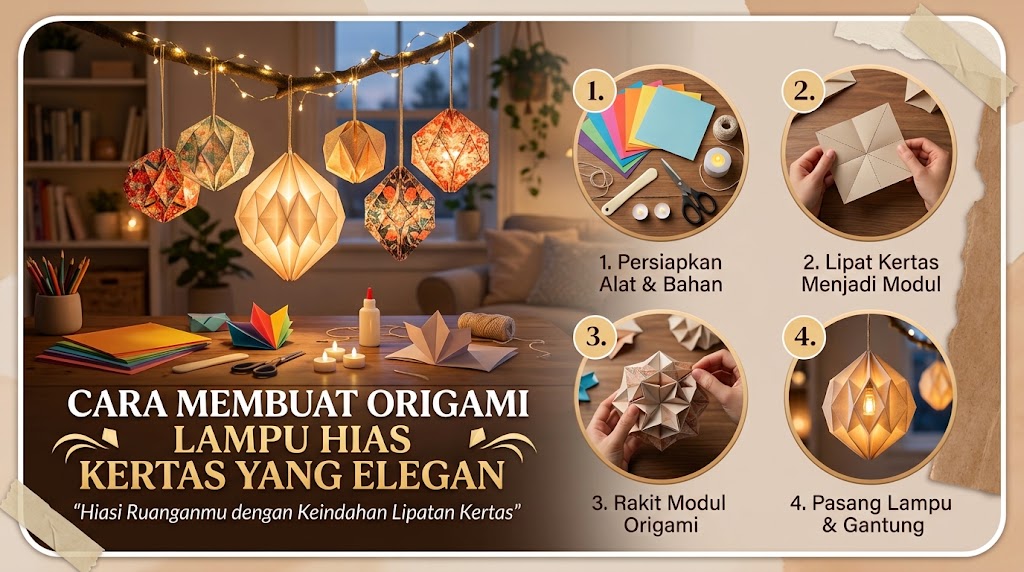 Cara Membuat Origami Lampu Hias Kertas Yang Elegan